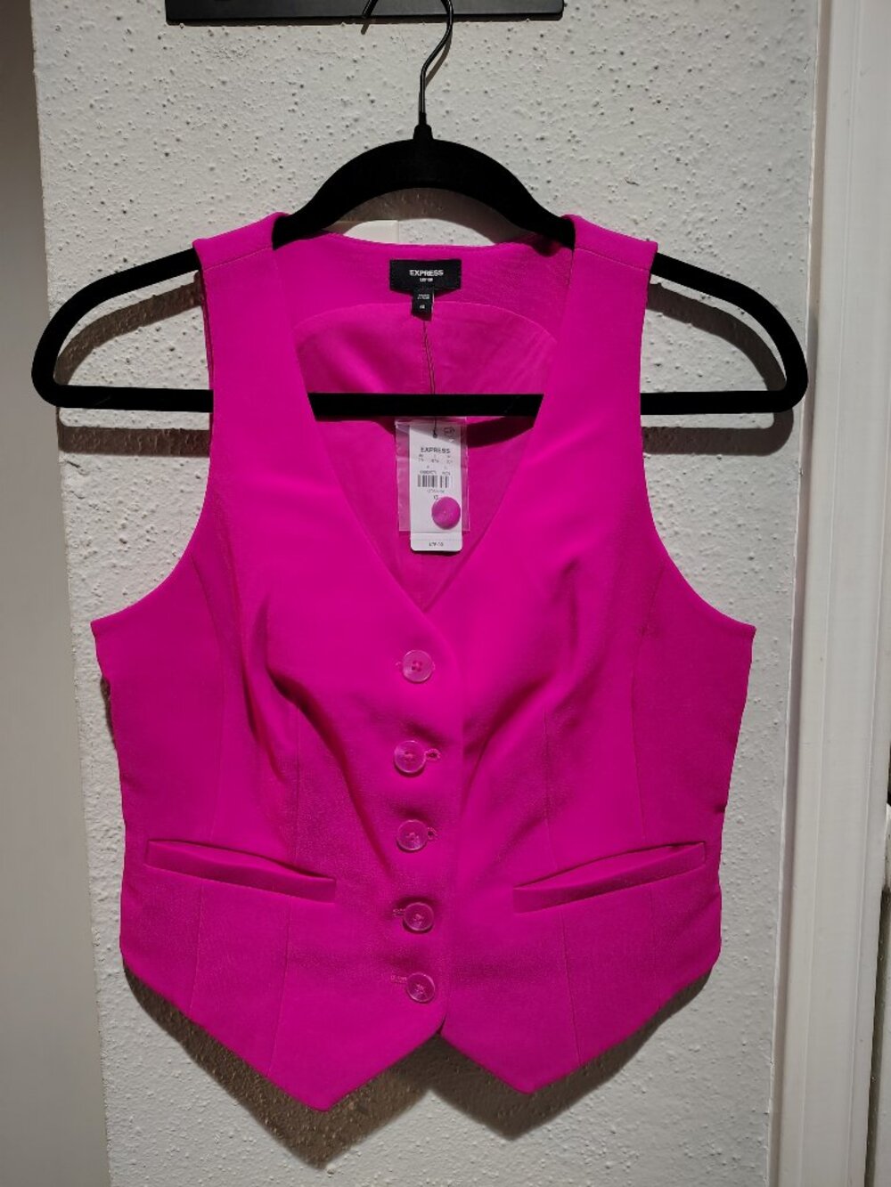 NWT EXPRESS Editor Studio Stretch Twill Five Button Blazer Vest - Picture 3 of 7